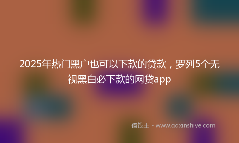 2025年热门黑户也可以下款的贷款，罗列5个无视黑白必下款的网贷app