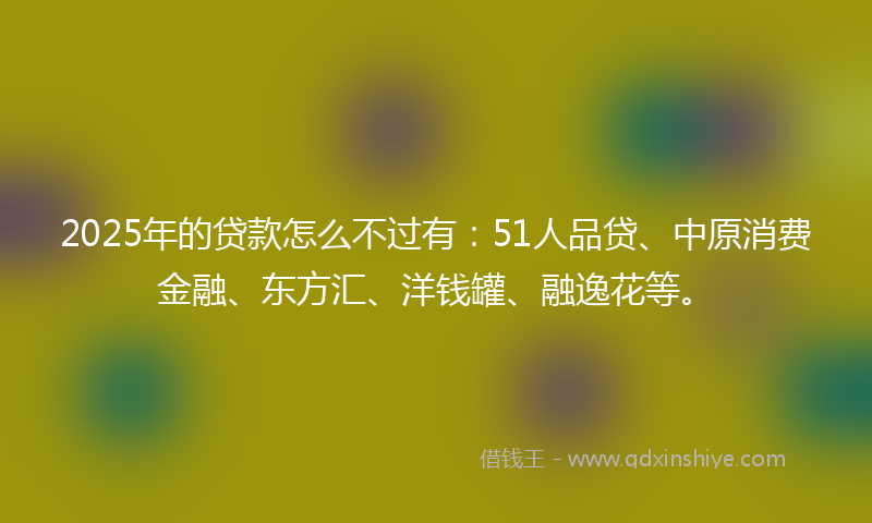 2025年的贷款怎么不过有：51人品贷、中原消费金融、东方汇、洋钱罐、融逸花等。
