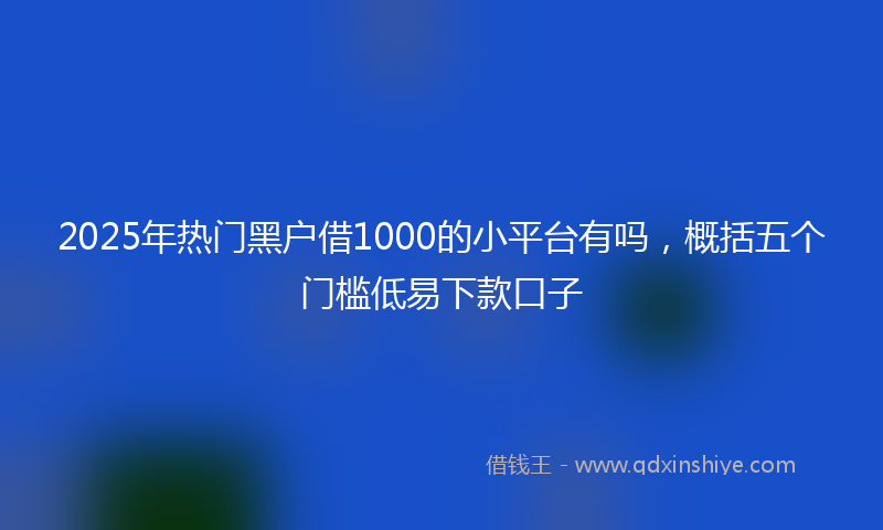 2025年热门黑户借1000的小平台有吗，概括五个门槛低易下款口子