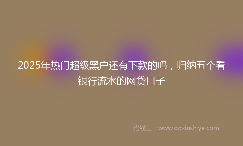 2025年热门超级黑户还有下款的吗，归纳五个看银行流水的网贷口子