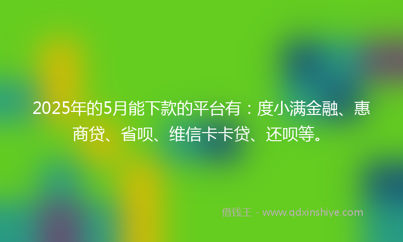 2025年的5月能下款的平台有：度小满金融、惠商贷、省呗、维信卡卡贷、还呗等。