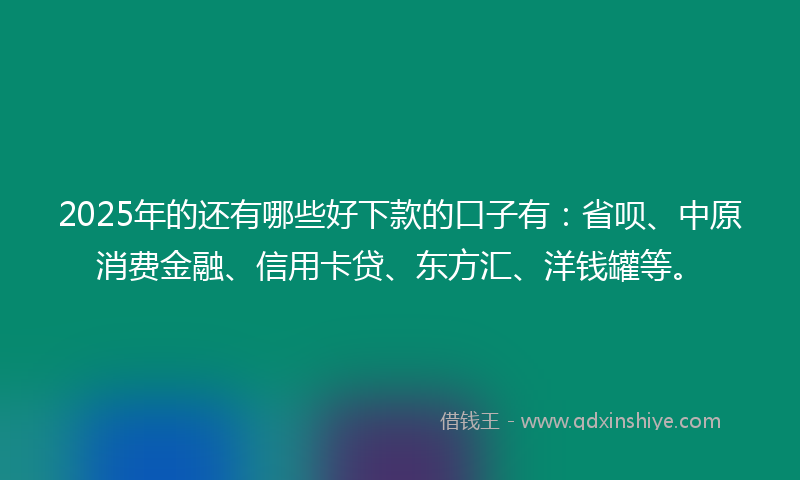2025年的还有哪些好下款的口子有：省呗、中原消费金融、信用卡贷、东方汇、洋钱罐等。