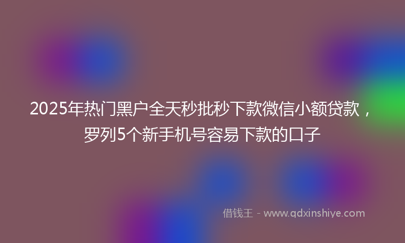 2025年热门黑户全天秒批秒下款微信小额贷款，罗列5个新手机号容易下款的口子