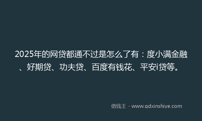 2025年的网贷都通不过是怎么了有：度小满金融、好期贷、功夫贷、百度有钱花、平安i贷等。