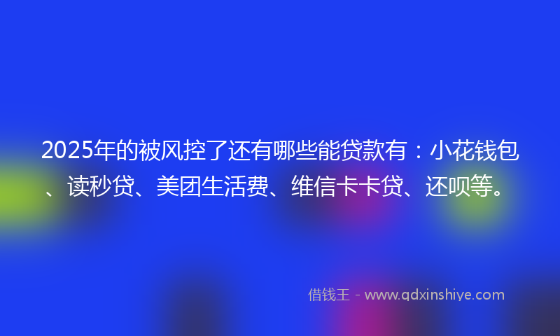 2025年的被风控了还有哪些能贷款有：小花钱包、读秒贷、美团生活费、维信卡卡贷、还呗等。