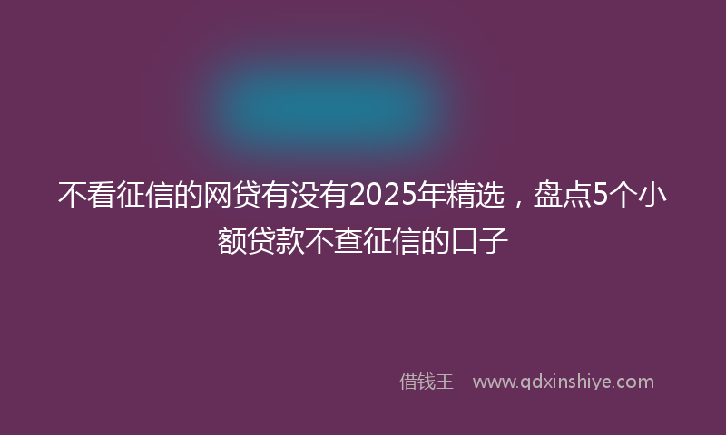 不看征信的网贷有没有2025年精选，盘点5个小额贷款不查征信的口子
