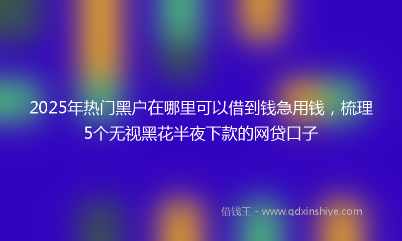 2025年热门黑户在哪里可以借到钱急用钱，梳理5个无视黑花半夜下款的网贷口子
