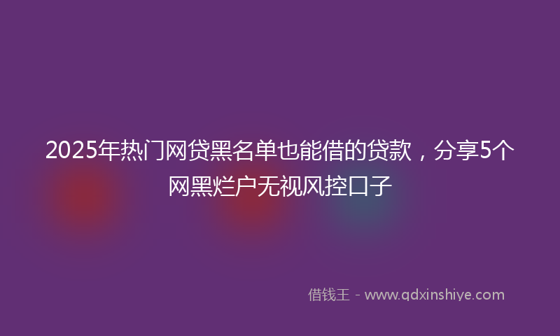 2025年热门网贷黑名单也能借的贷款，分享5个网黑烂户无视风控口子