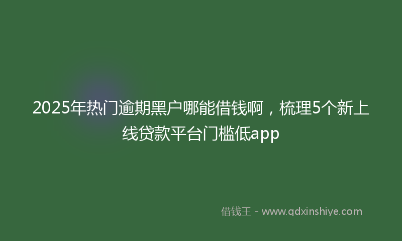 2025年热门逾期黑户哪能借钱啊，梳理5个新上线贷款平台门槛低app