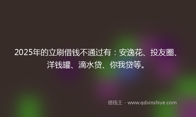 2025年的立刷借钱不通过有：安逸花、投友圈、洋钱罐、滴水贷、你我贷等。