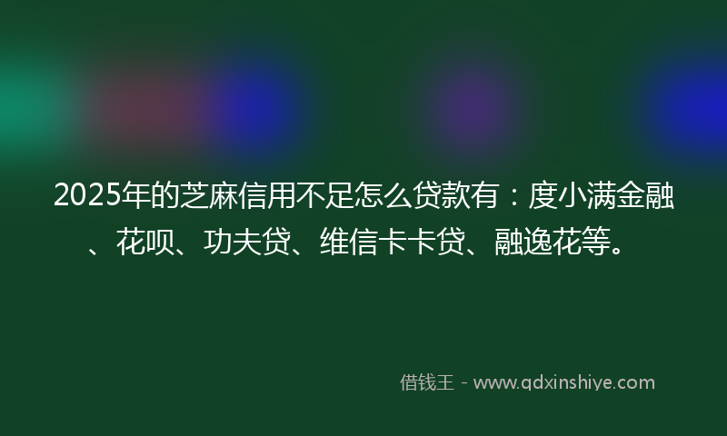 2025年的芝麻信用不足怎么贷款有:度小满金融、花呗、功夫贷、维信卡卡贷、融逸花等。