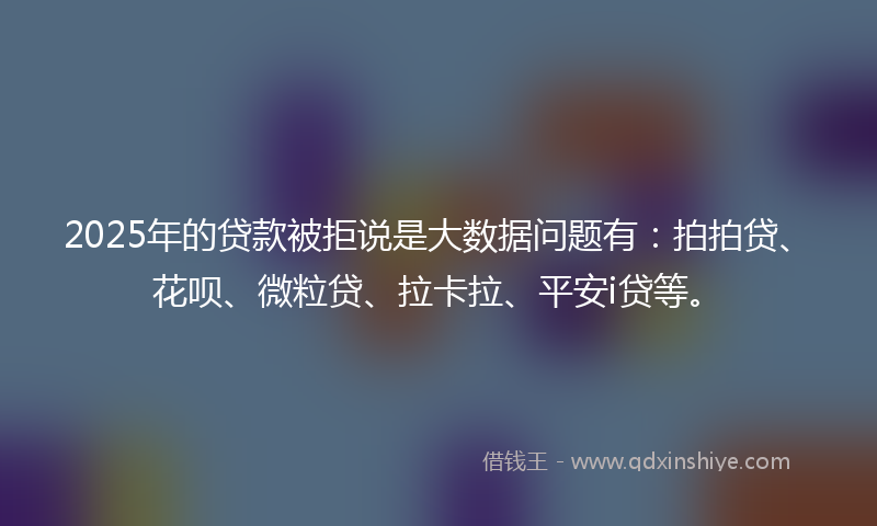 2025年的贷款被拒说是大数据问题有：拍拍贷、花呗、微粒贷、拉卡拉、平安i贷等。