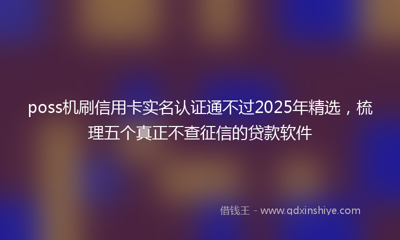 poss机刷信用卡实名认证通不过2025年精选，梳理五个真正不查征信的贷款软件