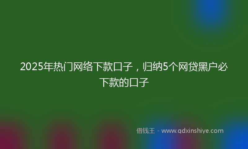 2025年热门网络下款口子，归纳5个网贷黑户必下款的口子