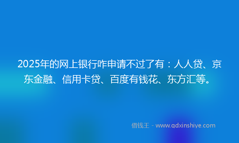 2025年的网上银行咋申请不过了有：人人贷、京东金融、信用卡贷、百度有钱花、东方汇等。