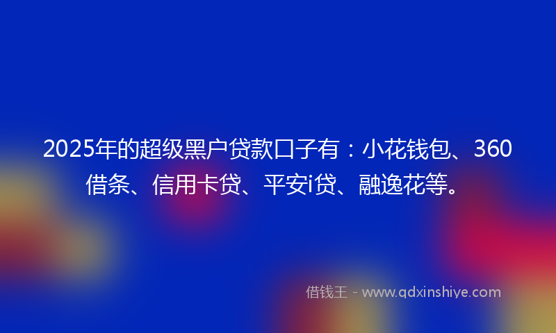 2025年的超级黑户贷款口子有：小花钱包、360借条、信用卡贷、平安i贷、融逸花等。