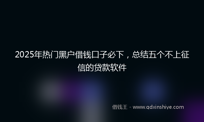 2025年热门黑户借钱口子必下，总结五个不上征信的贷款软件