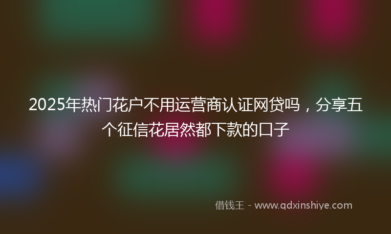 2025年热门花户不用运营商认证网贷吗,分享五个征信花居然都下款的口子
