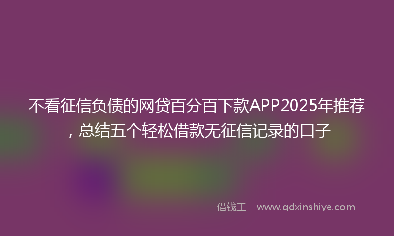 不看征信负债的网贷百分百下款APP2025年推荐，总结五个轻松借款无征信记录的口子