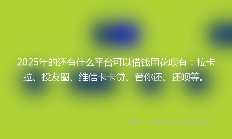2025年的还有什么平台可以借钱用花呗有：拉卡拉、投友圈、维信卡卡贷、替你还、还呗等。