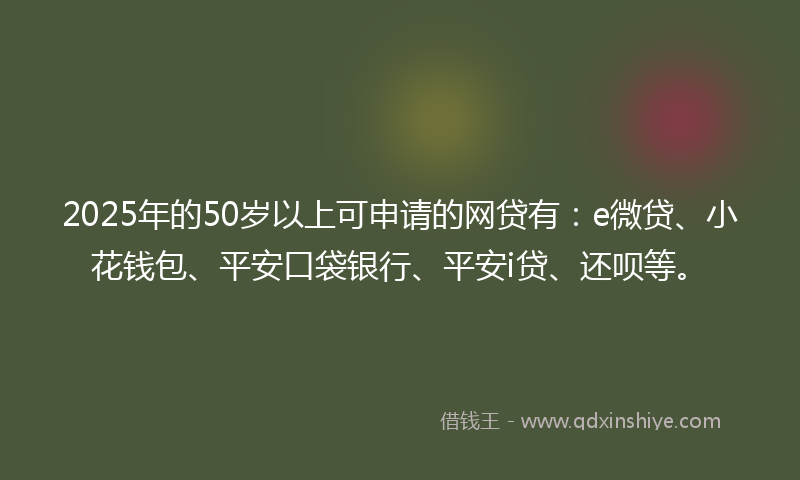 2025年的50岁以上可申请的网贷有：e微贷、小花钱包、平安口袋银行、平安i贷、还呗等。