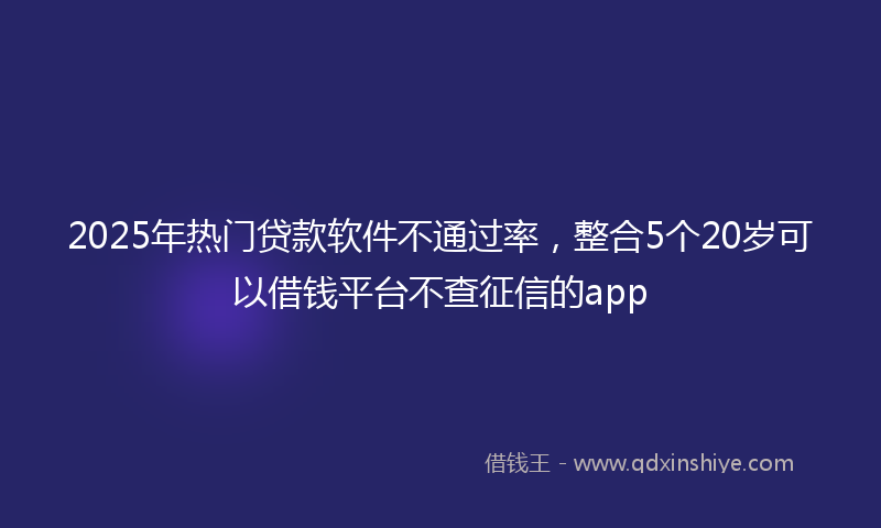 2025年热门贷款软件不通过率，整合5个20岁可以借钱平台不查征信的app