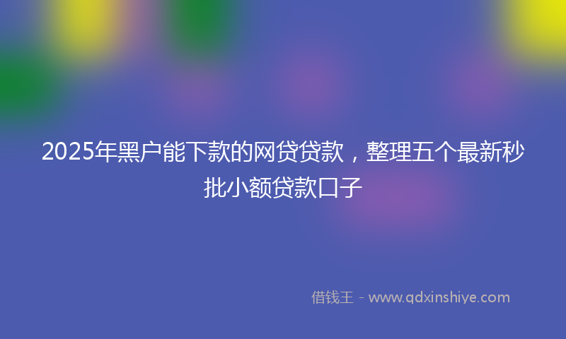 2025年黑户能下款的网贷贷款，整理五个最新秒批小额贷款口子