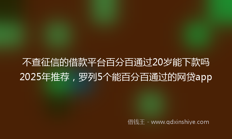 不查征信的借款平台百分百通过20岁能下款吗2025年推荐，罗列5个能百分百通过的网贷app
