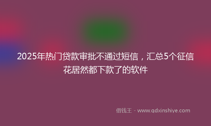 2025年热门贷款审批不通过短信，汇总5个征信花居然都下款了的软件