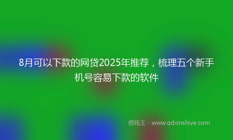 8月可以下款的网贷2025年推荐，梳理五个新手机号容易下款的软件