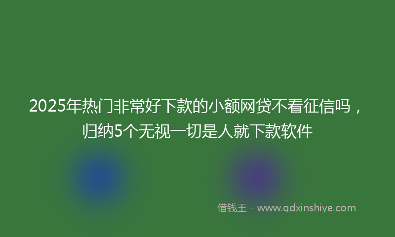 2025年热门非常好下款的小额网贷不看征信吗，归纳5个无视一切是人就下款软件