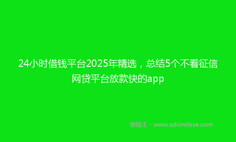 24小时借钱平台2025年精选，总结5个不看征信网贷平台放款快的app