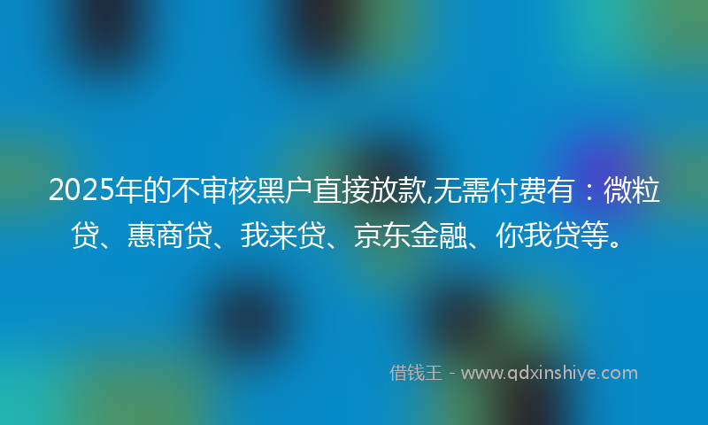 2025年的不审核黑户直接放款,无需付费有：微粒贷、惠商贷、我来贷、京东金融、你我贷等。