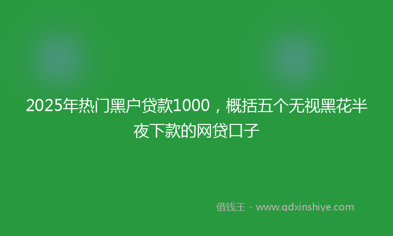 2025年热门黑户贷款1000，概括五个无视黑花半夜下款的网贷口子