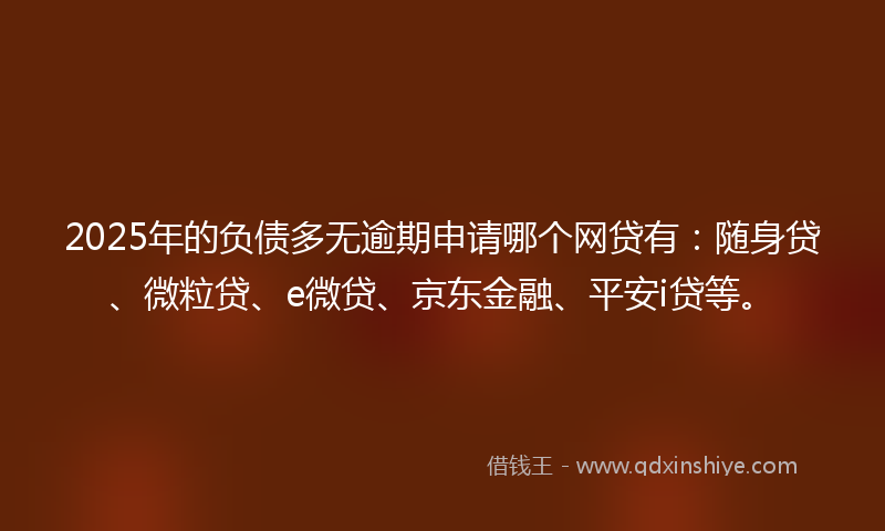 2025年的负债多无逾期申请哪个网贷有：随身贷、微粒贷、e微贷、京东金融、平安i贷等。