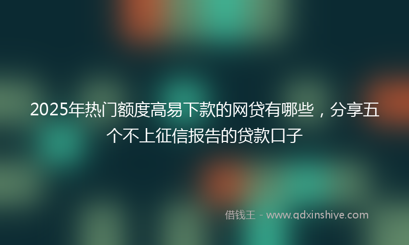 2025年热门额度高易下款的网贷有哪些，分享五个不上征信报告的贷款口子