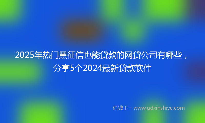 2025年热门黑征信也能贷款的网贷公司有哪些，分享5个2024最新贷款软件