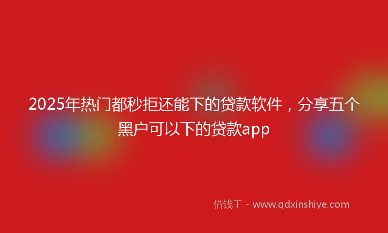 2025年热门都秒拒还能下的贷款软件，分享五个黑户可以下的贷款app