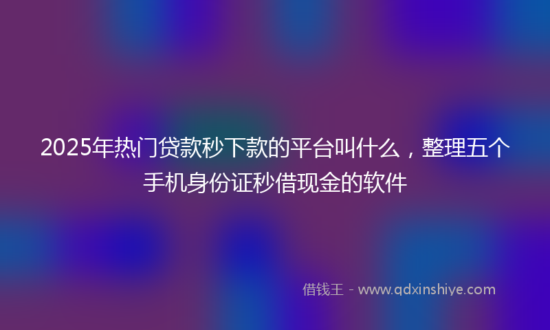 2025年热门贷款秒下款的平台叫什么，整理五个手机身份证秒借现金的软件