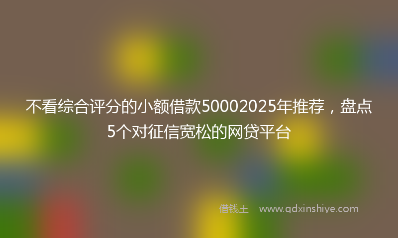 不看综合评分的小额借款50002025年推荐，盘点5个对征信宽松的网贷平台