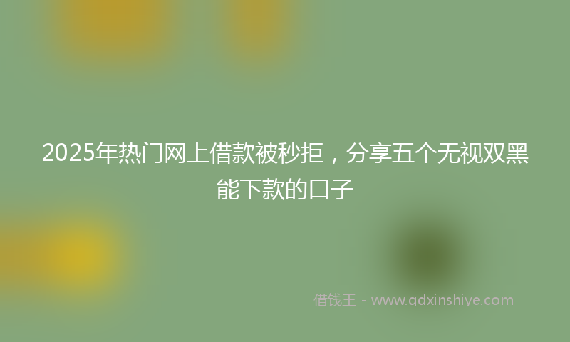 2025年热门网上借款被秒拒，分享五个无视双黑能下款的口子