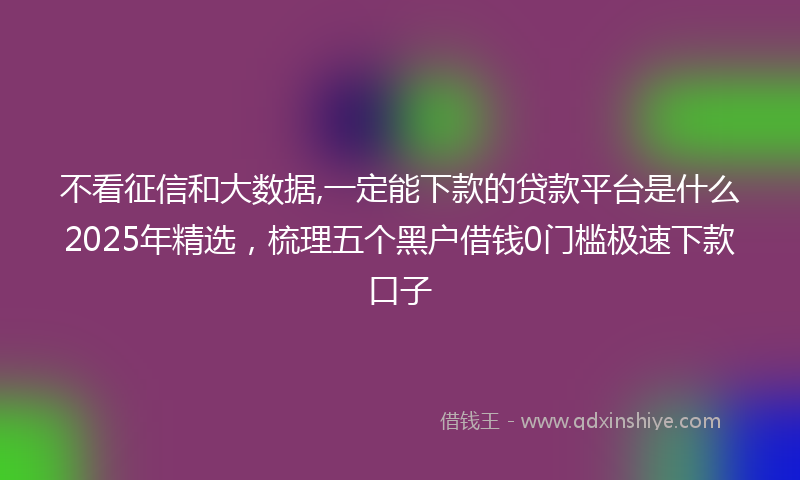 不看征信和大数据,一定能下款的贷款平台是什么2025年精选，梳理五个黑户借钱0门槛极速下款口子