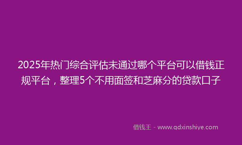 2025年热门综合评估未通过哪个平台可以借钱正规平台，整理5个不用面签和芝麻分的贷款口子