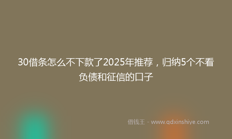 30借条怎么不下款了2025年推荐，归纳5个不看负债和征信的口子