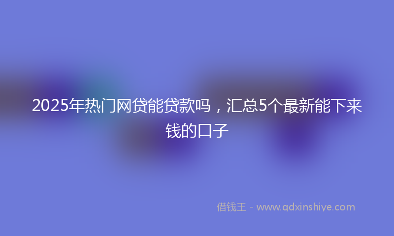 2025年热门网贷能贷款吗，汇总5个最新能下来钱的口子