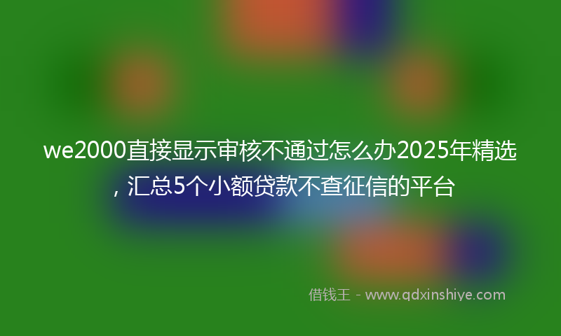 we2000直接显示审核不通过怎么办2025年精选，汇总5个小额贷款不查征信的平台