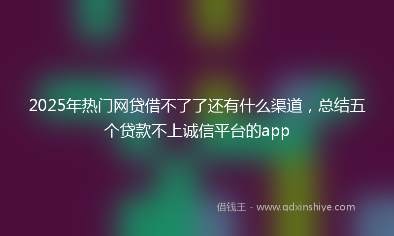 2025年热门网贷借不了了还有什么渠道,总结五个贷款不上诚信平台的app