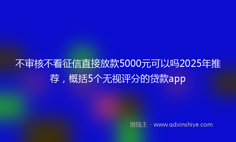 不审核不看征信直接放款5000元可以吗2025年推荐，概括5个无视评分的贷款app