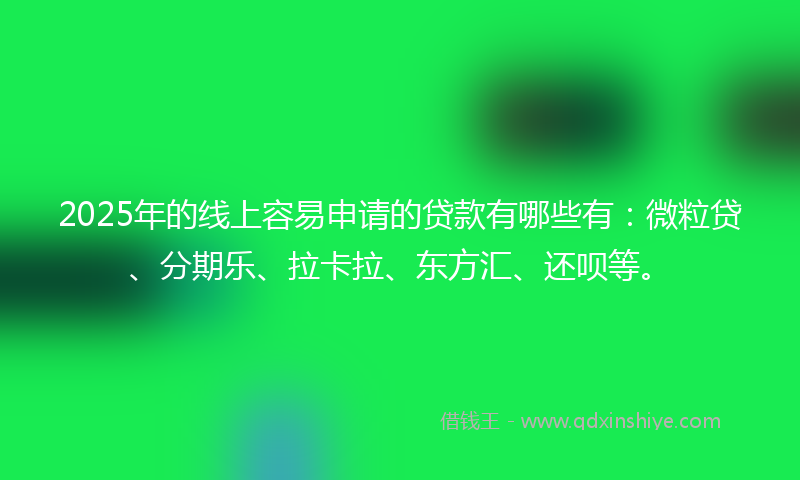 2025年的线上容易申请的贷款有哪些有：微粒贷、分期乐、拉卡拉、东方汇、还呗等。