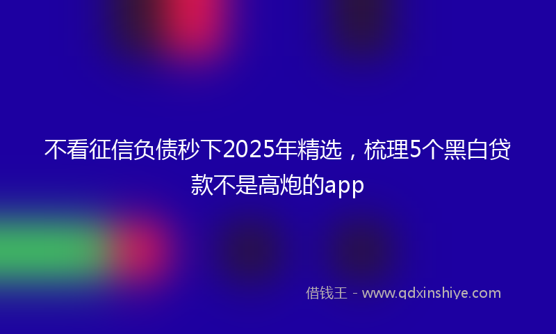 不看征信负债秒下2025年精选，梳理5个黑白贷款不是高炮的app